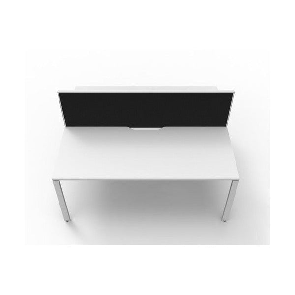 Rapidline Deluxe Infinity Back to Back 2 Person Workstation Profile Leg 1200 x 750mm with Screen Natural White / White Satin