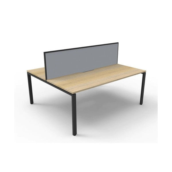 Rapidline Deluxe Infinity Back to Back 2 Person Workstation Profile Leg 1500 x 750mm with Screen Natural Oak / Black Satin