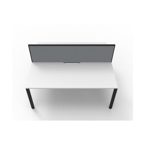 Rapidline Deluxe Infinity Back to Back 2 Person Workstation Profile Leg 1500 x 750mm with Screen Natural White / Black Satin