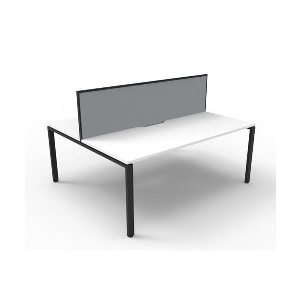 Rapidline Deluxe Infinity Back to Back 2 Person Workstation Profile Leg 1500 x 750mm with Screen Natural White / Black Satin