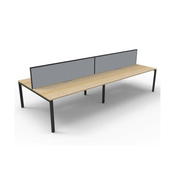 Rapidline Deluxe Infinity Back to Back 4 Person Workstation Profile Leg 1200 x 750mm with Screen Natural Oak / Black Satin