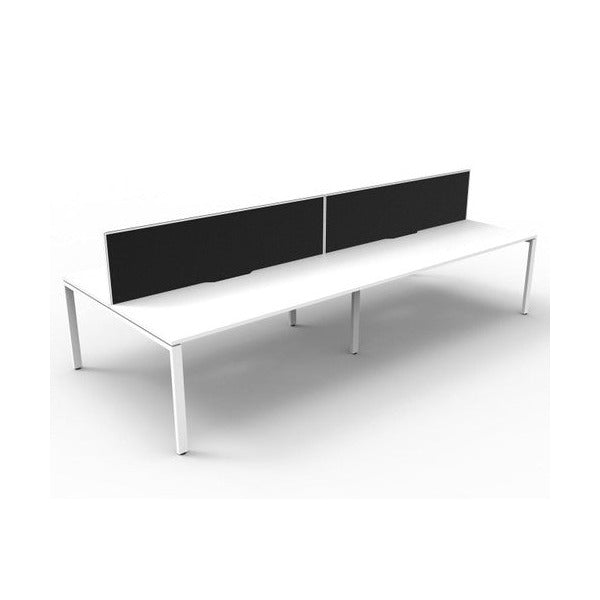 Rapidline Deluxe Infinity Back to Back 4 Person Workstation Profile Leg 1200 x 750mm with Screen Natural White / White Satin