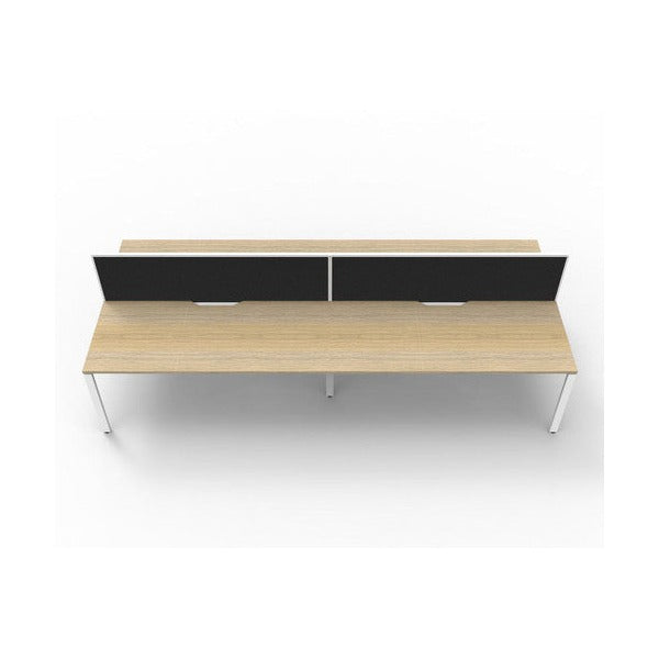 Rapidline Deluxe Infinity Back to Back 4 Person Workstation Profile Leg 1500 x 750mm with Screen Natural Oak / White Satin