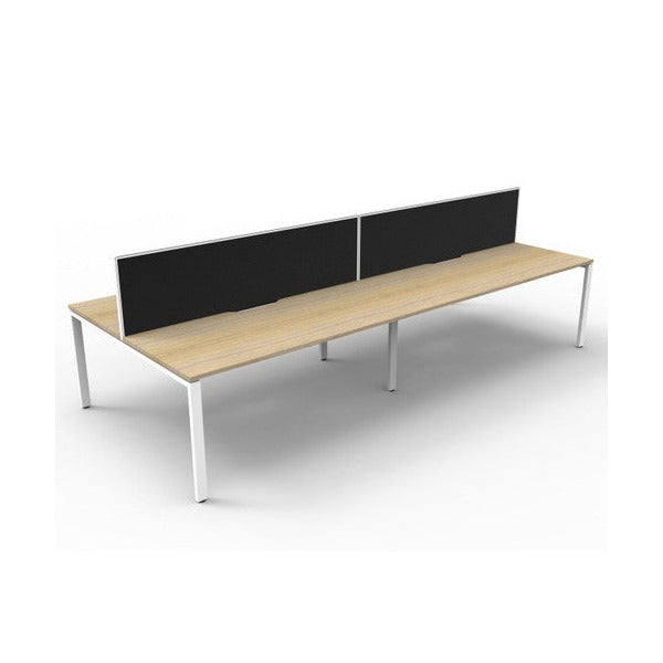 Rapidline Deluxe Infinity Back to Back 4 Person Workstation Profile Leg 1500 x 750mm with Screen Natural Oak / White Satin