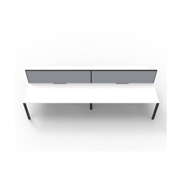 Rapidline Deluxe Infinity Back to Back 4 Person Workstation Profile Leg 1500 x 750mm with Screen Natural White / Black Satin