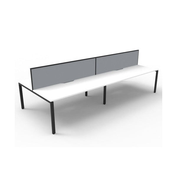 Rapidline Deluxe Infinity Back to Back 4 Person Workstation Profile Leg 1500 x 750mm with Screen Natural White / Black Satin