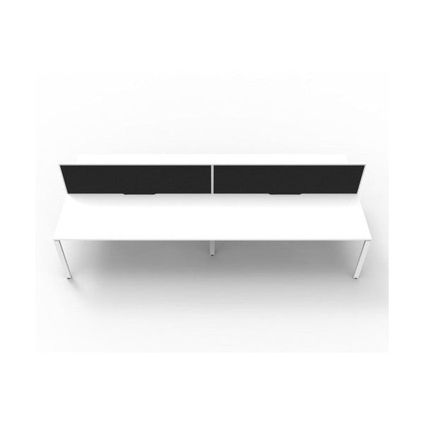 Rapidline Deluxe Infinity Back to Back 4 Person Workstation Profile Leg 1800 x 750mm with Screen Natural White / White Satin
