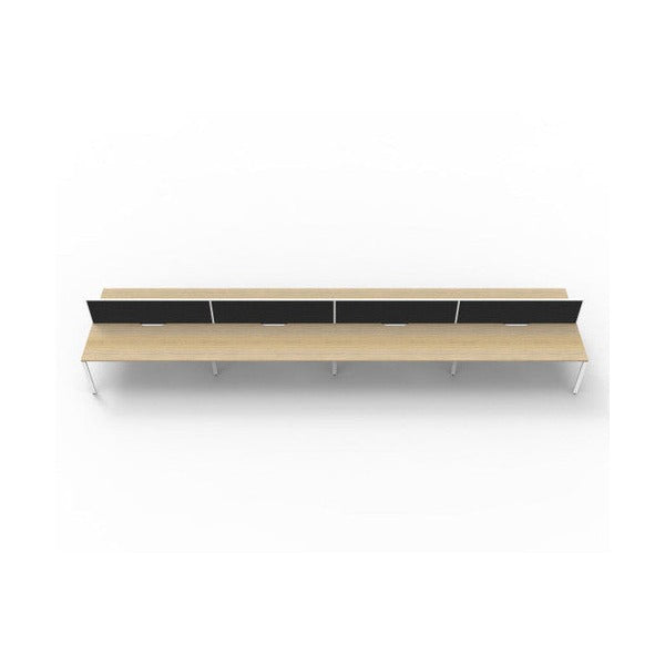 Rapidline Deluxe Infinity Back to Back 8 Person Workstation Profile Leg 1200 x 750mm with Screen Natural Oak / White Satin