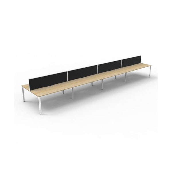 Rapidline Deluxe Infinity Back to Back 8 Person Workstation Profile Leg 1200 x 750mm with Screen Natural Oak / White Satin