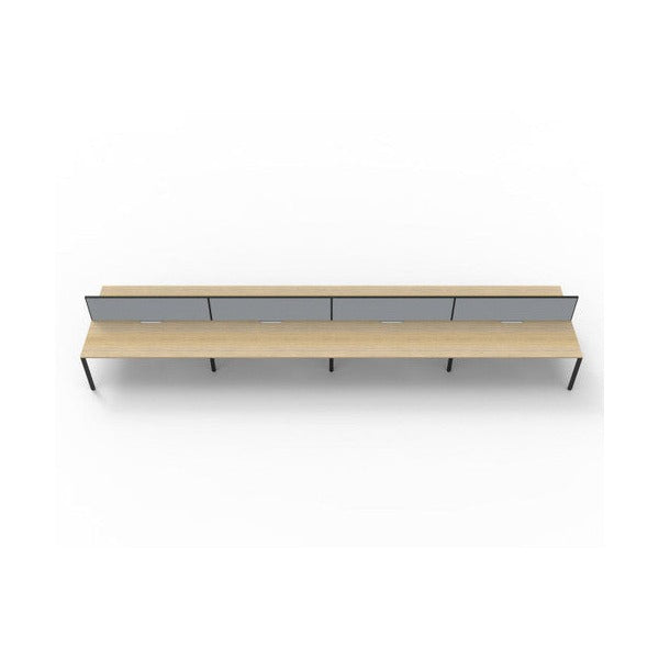 Rapidline Deluxe Infinity Back to Back 8 Person Workstation Profile Leg 1500 x 750mm with Screen Natural Oak / Black Satin