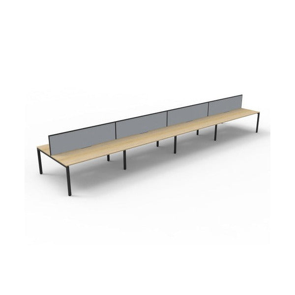 Rapidline Deluxe Infinity Back to Back 8 Person Workstation Profile Leg 1500 x 750mm with Screen Natural Oak / Black Satin