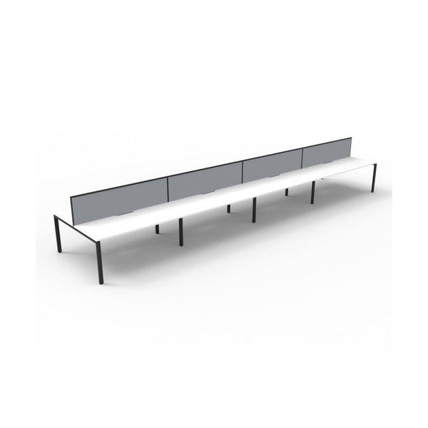 Rapidline Deluxe Infinity Back to Back 8 Person Workstation Profile Leg 1800 x 750mm with Screen Natural White / Black Satin