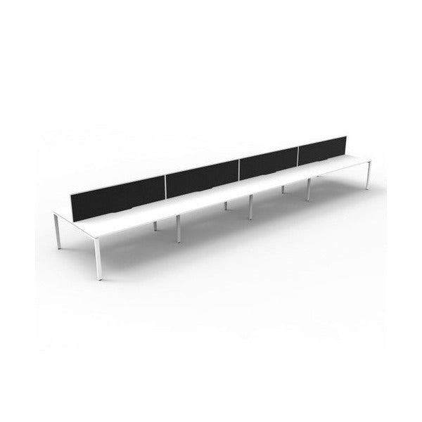 Rapidline Deluxe Infinity Back to Back 8 Person Workstation Profile Leg 1800 x 750mm with Screen Natural White / White Satin