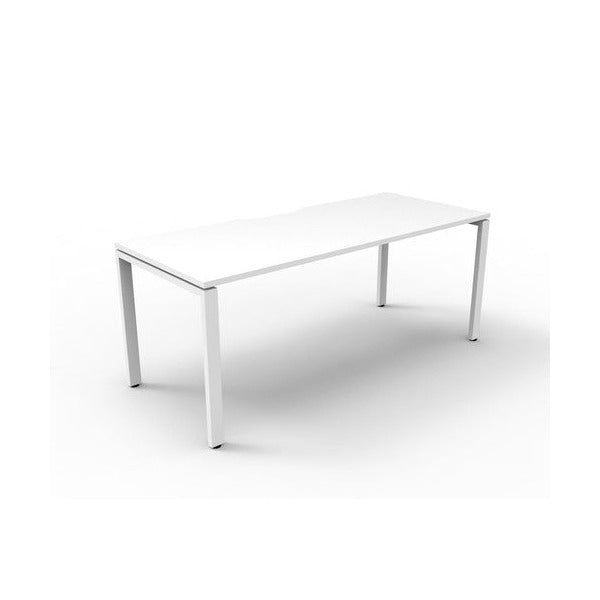 Rapidline Deluxe Infinity Single Sided Workstation Profile Leg 1800 x 750mm Natural White / White Satin