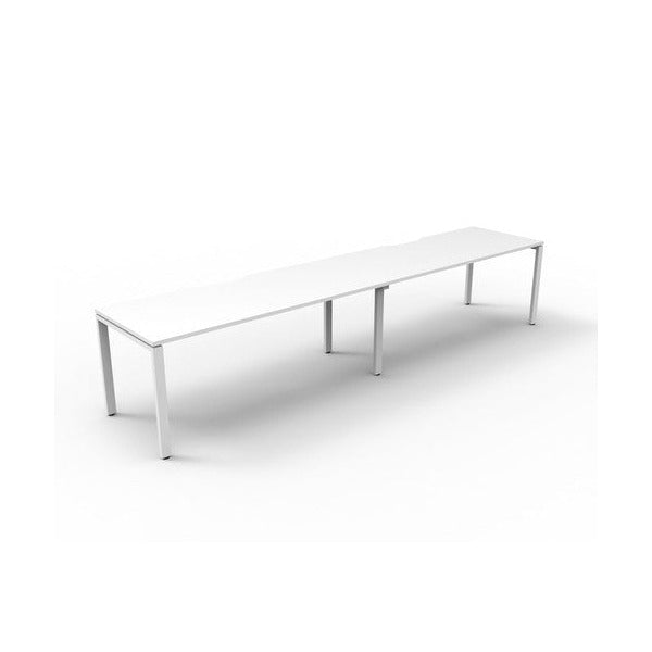 Rapidline Deluxe Infinity Single Sided 2 Person Workstation Profile Leg 1200 x 750mm Natural White / White Satin