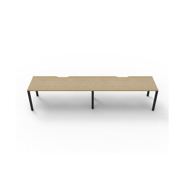 Rapidline Deluxe Infinity Single Sided 2 Person Workstation Profile Leg 1500 x 750mm Natural Oak / Black Satin