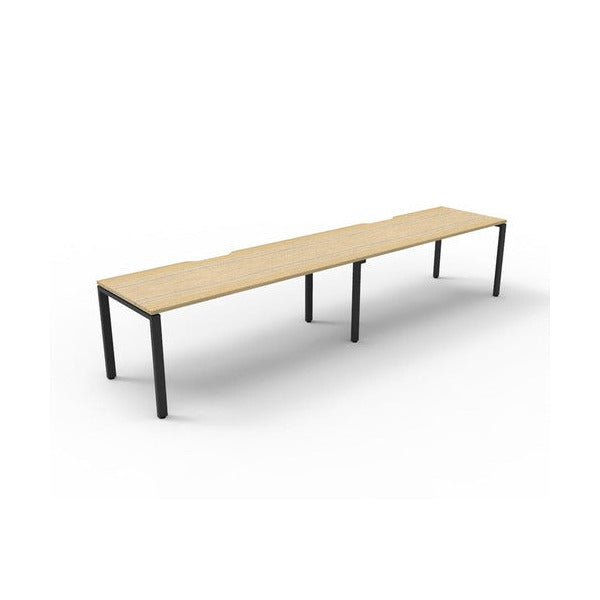 Rapidline Deluxe Infinity Single Sided 2 Person Workstation Profile Leg 1500 x 750mm Natural Oak / Black Satin