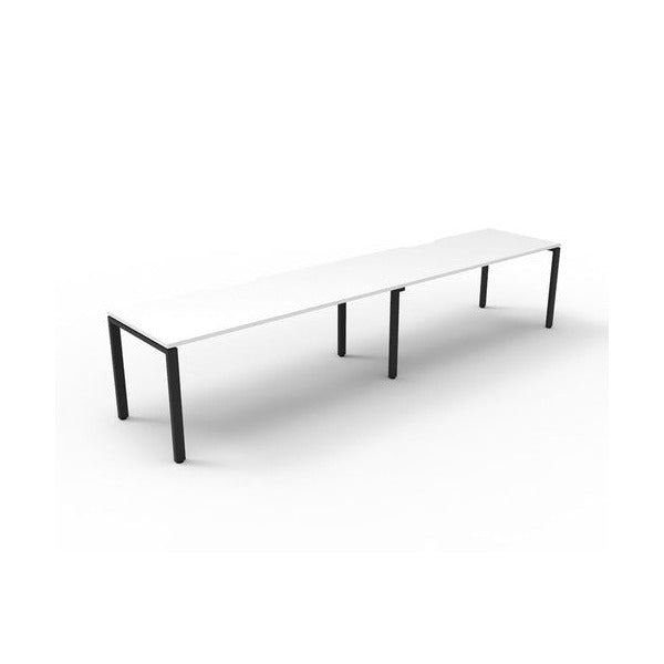 Rapidline Deluxe Infinity Single Sided 2 Person Workstation Profile Leg 1500 x 750mm Natural White / Black Satin