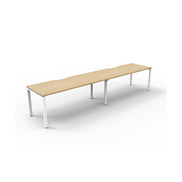 Rapidline Deluxe Infinity Single Sided 2 Person Workstation Profile Leg 1800 x 750mm Natural Oak / White Satin