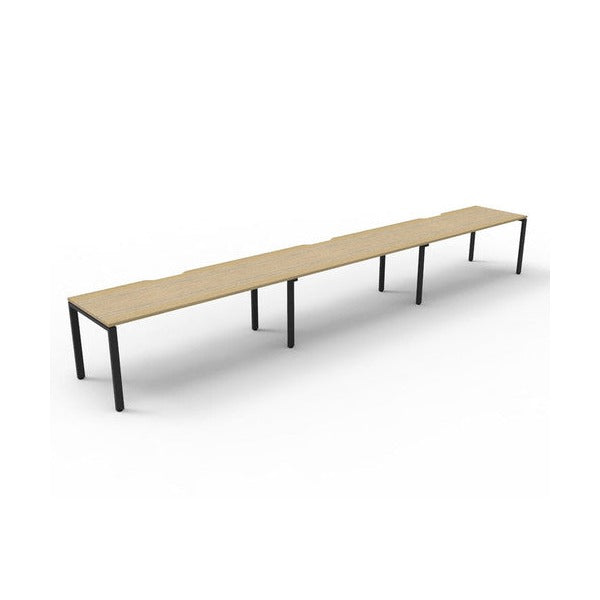 Rapidline Deluxe Infinity Single Sided 3 Person Workstation Profile Leg 1200 x 750mm Natural Oak / Black Satin