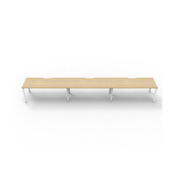 Rapidline Deluxe Infinity Single Sided 3 Person Workstation Profile Leg 1200 x 750mm Natural Oak / White Satin