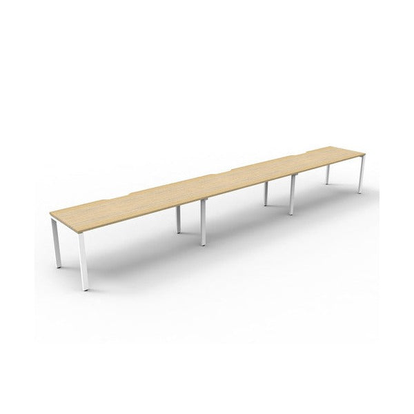 Rapidline Deluxe Infinity Single Sided 3 Person Workstation Profile Leg 1500 x 750mm Natural Oak / White Satin