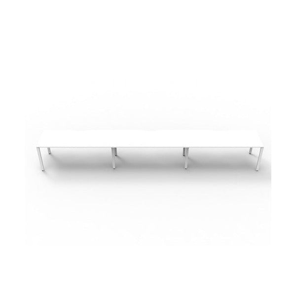 Rapidline Deluxe Infinity Single Sided 3 Person Workstation Profile Leg 1500 x 750mm Natural White / White Satin