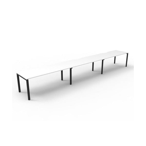 Rapidline Deluxe Infinity Single Sided 3 Person Workstation Profile Leg 1800 x 750mm Natural White / Black Satin