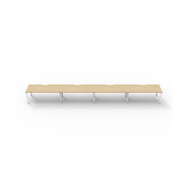 Rapidline Deluxe Infinity Single Sided 4 Person Workstation Profile Leg 1200 x 750mm Natural Oak / White Satin