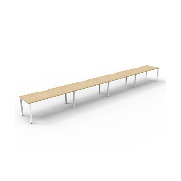 Rapidline Deluxe Infinity Single Sided 4 Person Workstation Profile Leg 1200 x 750mm Natural Oak / White Satin