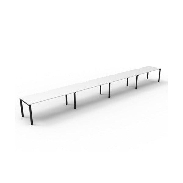 Rapidline Deluxe Infinity Single Sided 4 Person Workstation Profile Leg 1200 x 750mm Natural White / Black Satin