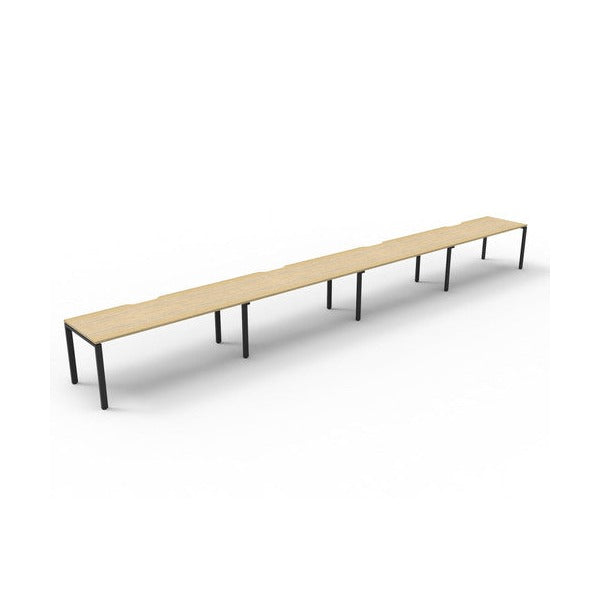 Rapidline Deluxe Infinity Single Sided 4 Person Workstation Profile Leg 1500 x 750mm Natural Oak / Black Satin