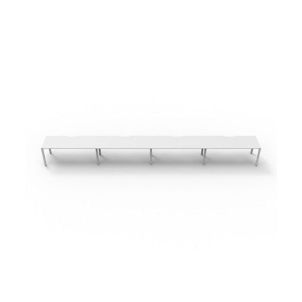 Rapidline Deluxe Infinity Single Sided 4 Person Workstation Profile Leg 1800 x 750mm Natural White / White Satin