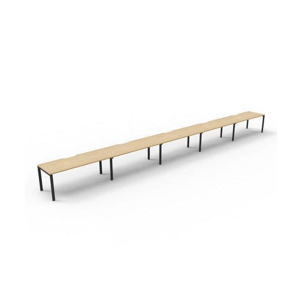 Rapidline Deluxe Infinity Single Sided 5 Person Workstation Profile Leg 1200 x 750mm Natural Oak / Black Satin