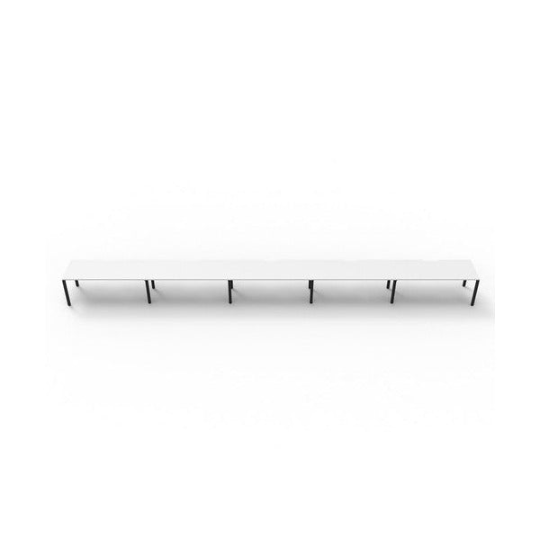 Rapidline Deluxe Infinity Single Sided 5 Person Workstation Profile Leg 1500 x 750mm Natural White / Black Satin