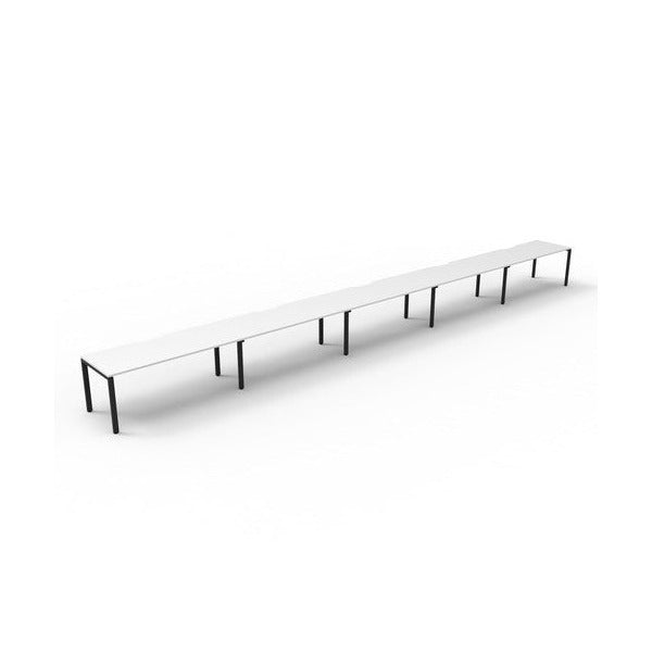Rapidline Deluxe Infinity Single Sided 5 Person Workstation Profile Leg 1500 x 750mm Natural White / Black Satin