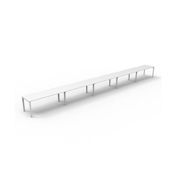 Rapidline Deluxe Infinity Single Sided 5 Person Workstation Profile Leg 1500 x 750mm Natural White / White Satin