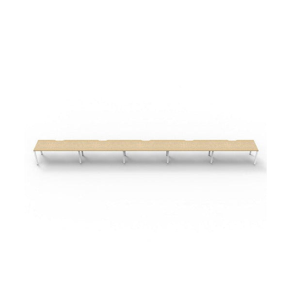 Rapidline Deluxe Infinity Single Sided 5 Person Workstation Profile Leg 1800 x 750mm Natural Oak / White Satin
