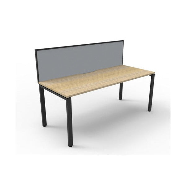 Rapidline Deluxe Infinity Single Sided Workstation Profile Leg 1500 x 750mm with Screen Natural Oak / Black Satin