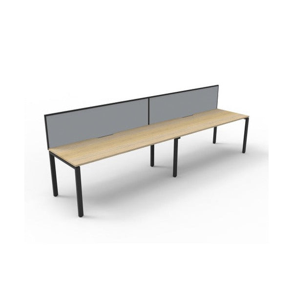 Rapidline Deluxe Infinity Single Sided 2 Person Workstation Profile Leg 1500 x 750mm with Screen Natural Oak / Black Satin