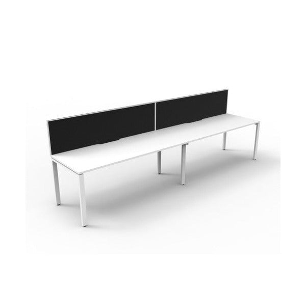 Rapidline Deluxe Infinity Single Sided 2 Person Workstation Profile Leg 1800 x 750mm with Screen Natural White / White Satin