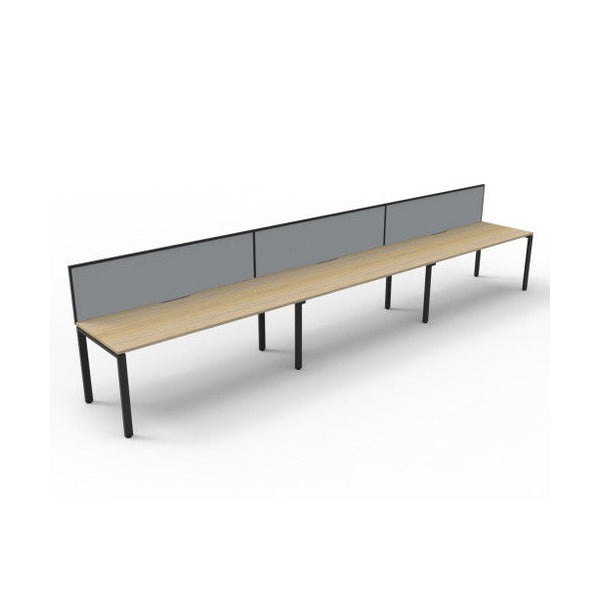 Rapidline Deluxe Infinity Single Sided 3 Person Workstation Profile Leg 1200 x 750mm with Screen Natural Oak / Black Satin
