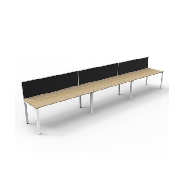 Rapidline Deluxe Infinity Single Sided 3 Person Workstation Profile Leg 1200 x 750mm with Screen Natural Oak / White Satin