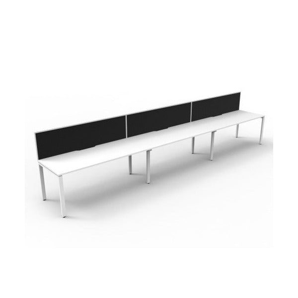 Rapidline Deluxe Infinity Single Sided 3 Person Workstation Profile Leg 1200 x 750mm with Screen Natural White / White Satin