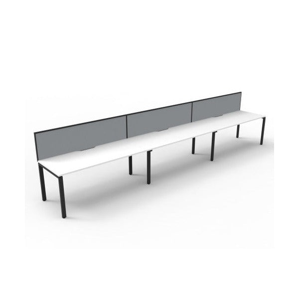 Rapidline Deluxe Infinity Single Sided 3 Person Workstation Profile Leg 1800 x 750mm with Screen Natural White / Black Satin