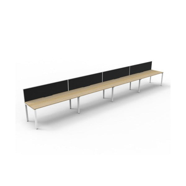 Rapidline Deluxe Infinity Single Sided 4 Person Workstation Profile Leg 1200 x 750mm with Screen Natural Oak / White Satin