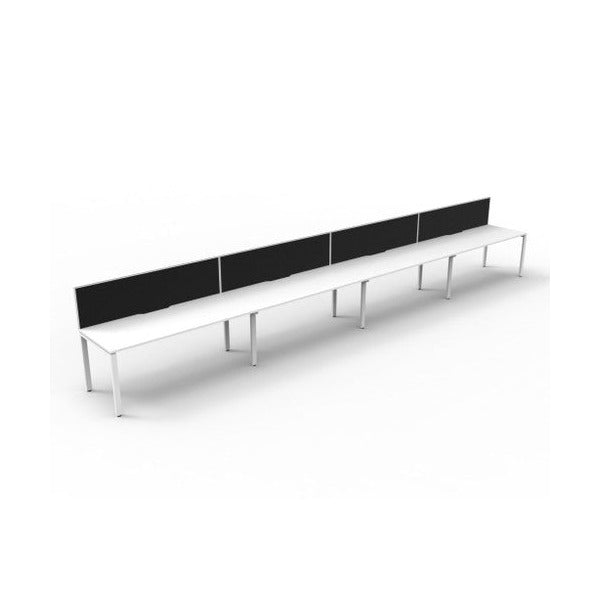 Rapidline Deluxe Infinity Single Sided 4 Person Workstation Profile Leg 1200 x 750mm with Screen Natural White / White Satin