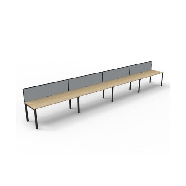 Rapidline Deluxe Infinity Single Sided 4 Person Workstation Profile Leg 1500 x 750mm with Screen Natural Oak / Black Satin