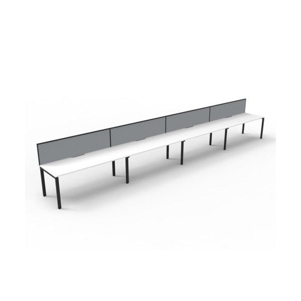 Rapidline Deluxe Infinity Single Sided 4 Person Workstation Profile Leg 1800 x 750mm with Screen Natural White / Black Satin