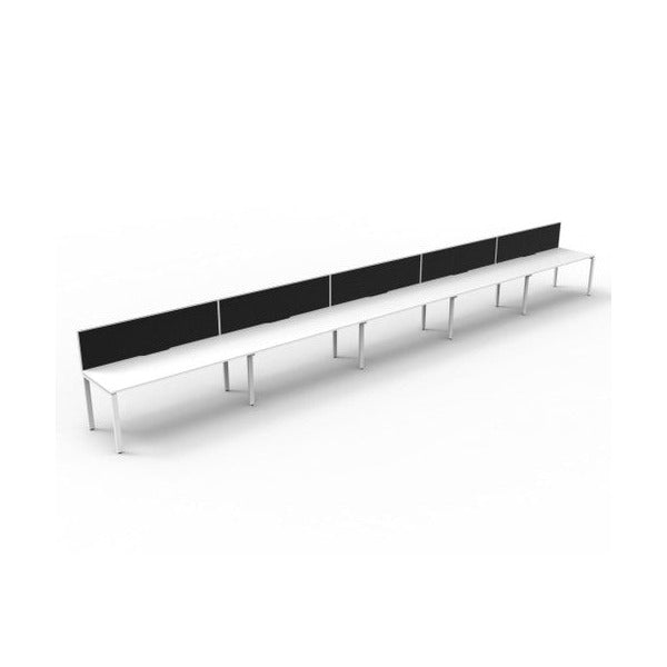 Rapidline Deluxe Infinity Single Sided 5 Person Workstation Profile Leg 1200 x 750mm with Screen Natural White / White Satin